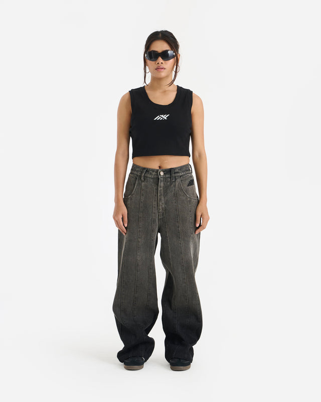 Sprint Crop Tank Top - Black