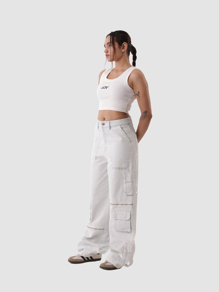 DENIM CARGOS IN SNOW