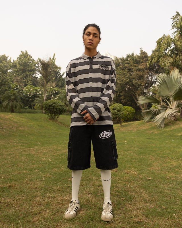 CLASSIC STRIPED POLO-GREY-UNISEX