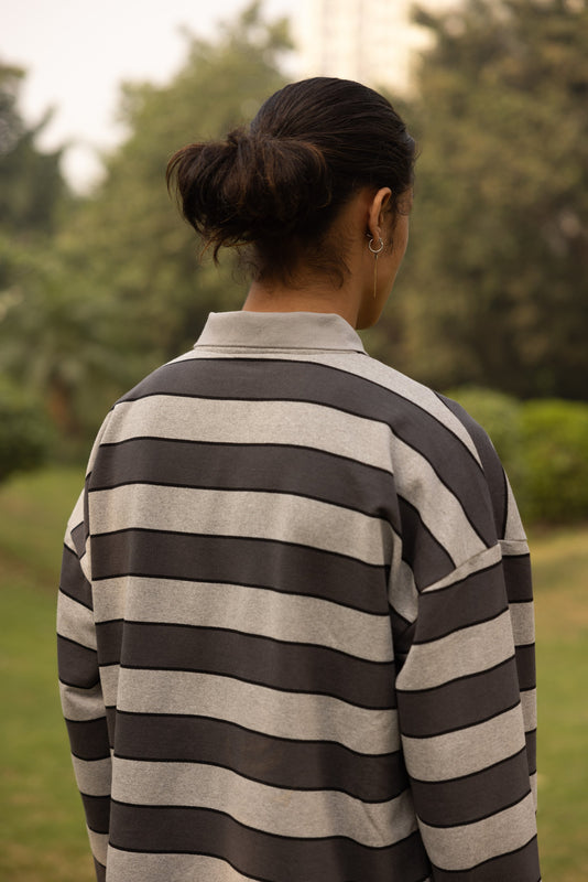 CLASSIC STRIPED POLO-GREY-UNISEX
