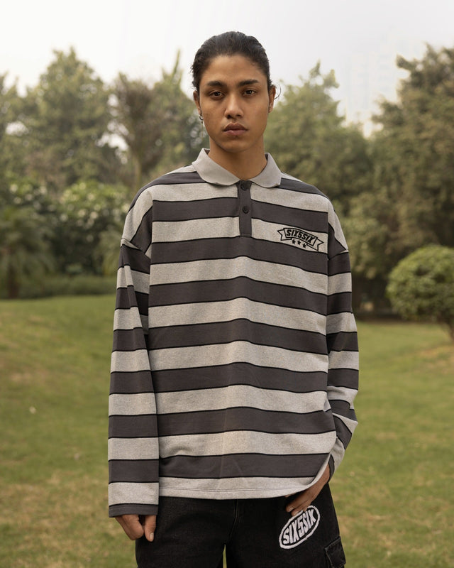 CLASSIC STRIPED POLO-GREY-UNISEX