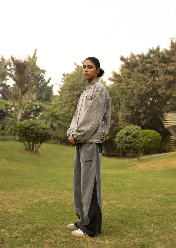 DENIM BOMBER JACKET CONCRETE - UNISEX