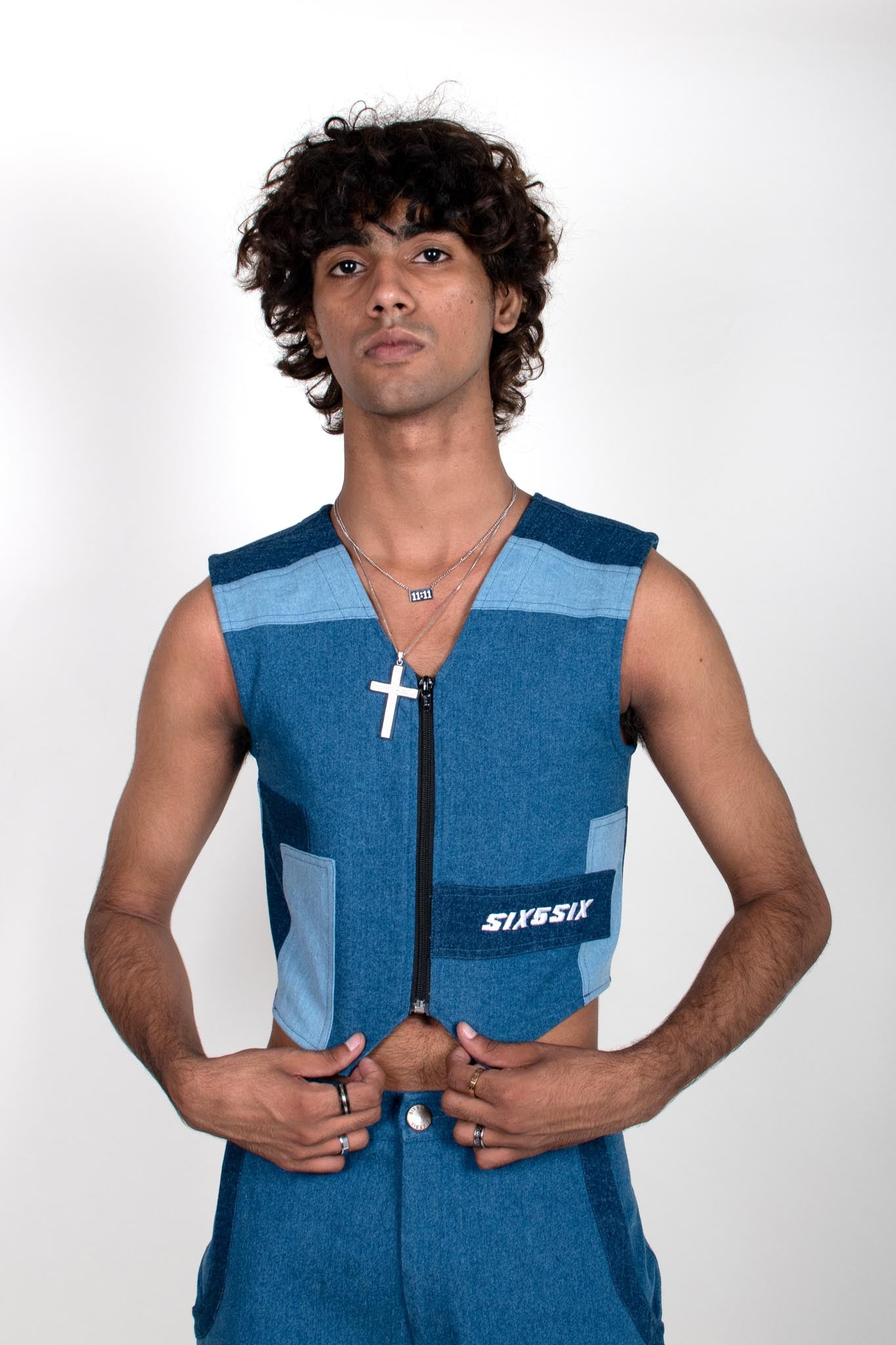Patchwork Denim Vest
