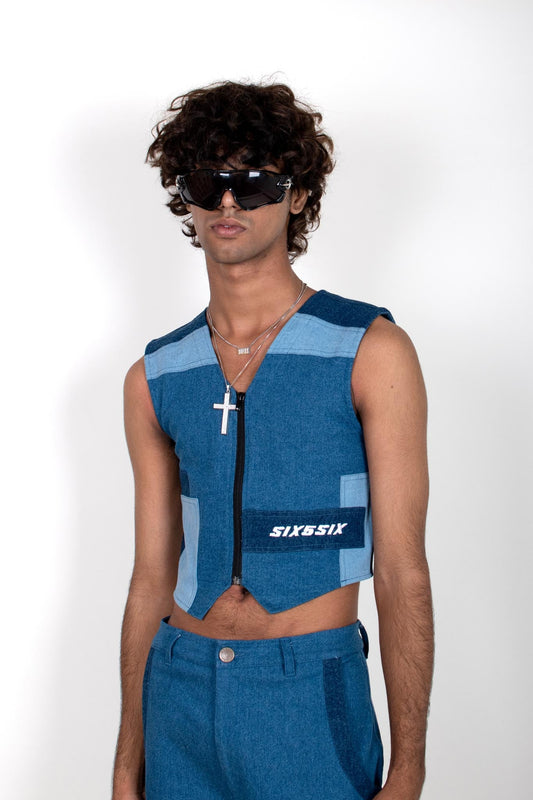 Patchwork Denim Vest