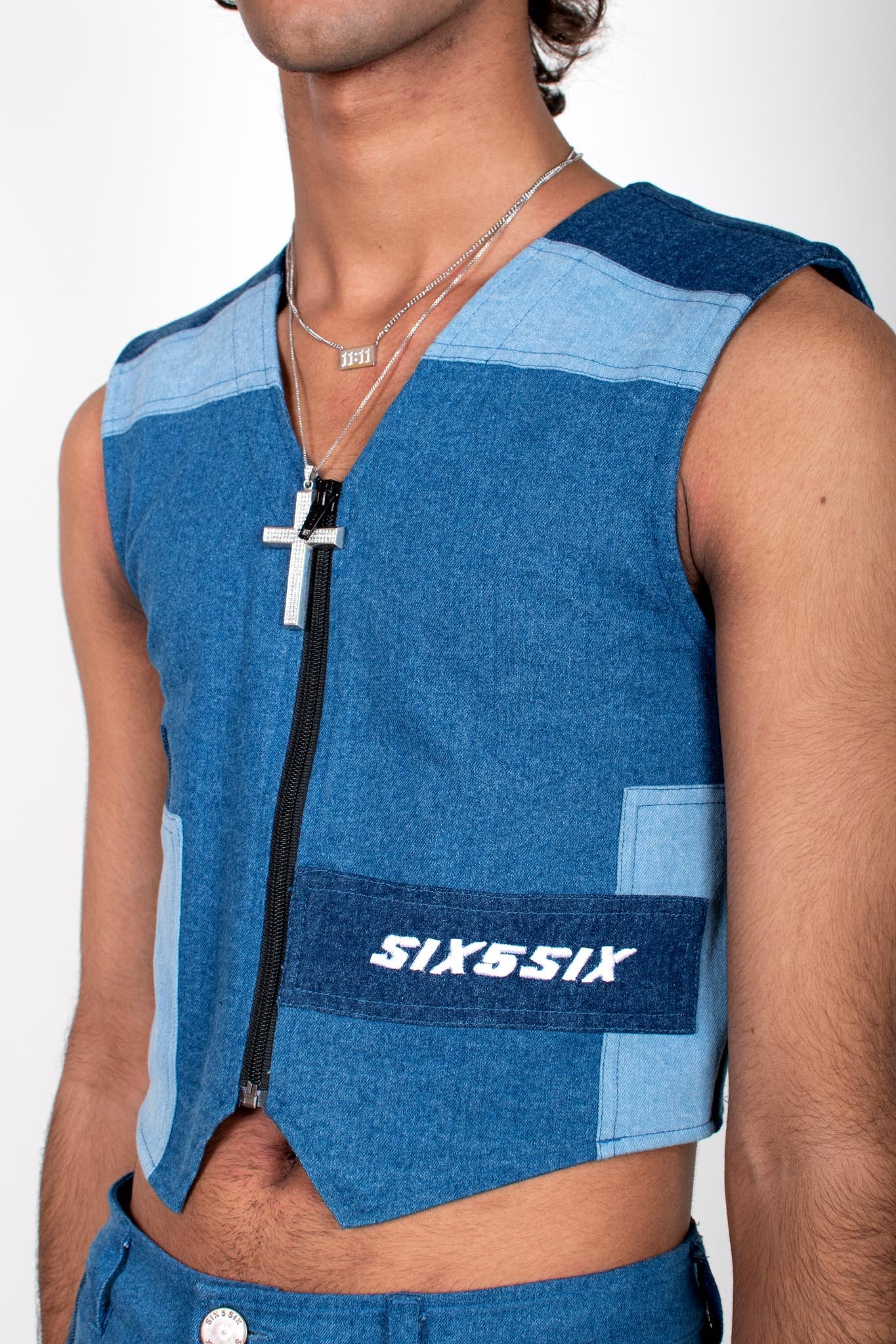 Patchwork Denim Vest