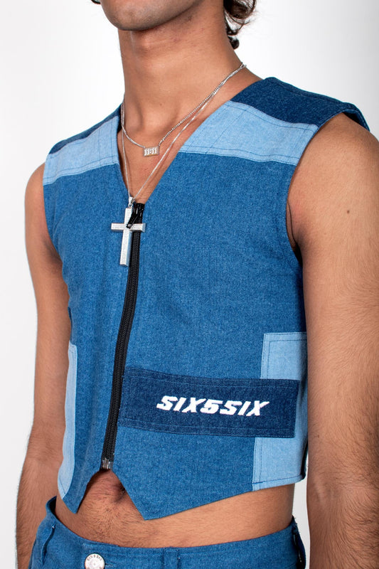 Patchwork Denim Vest