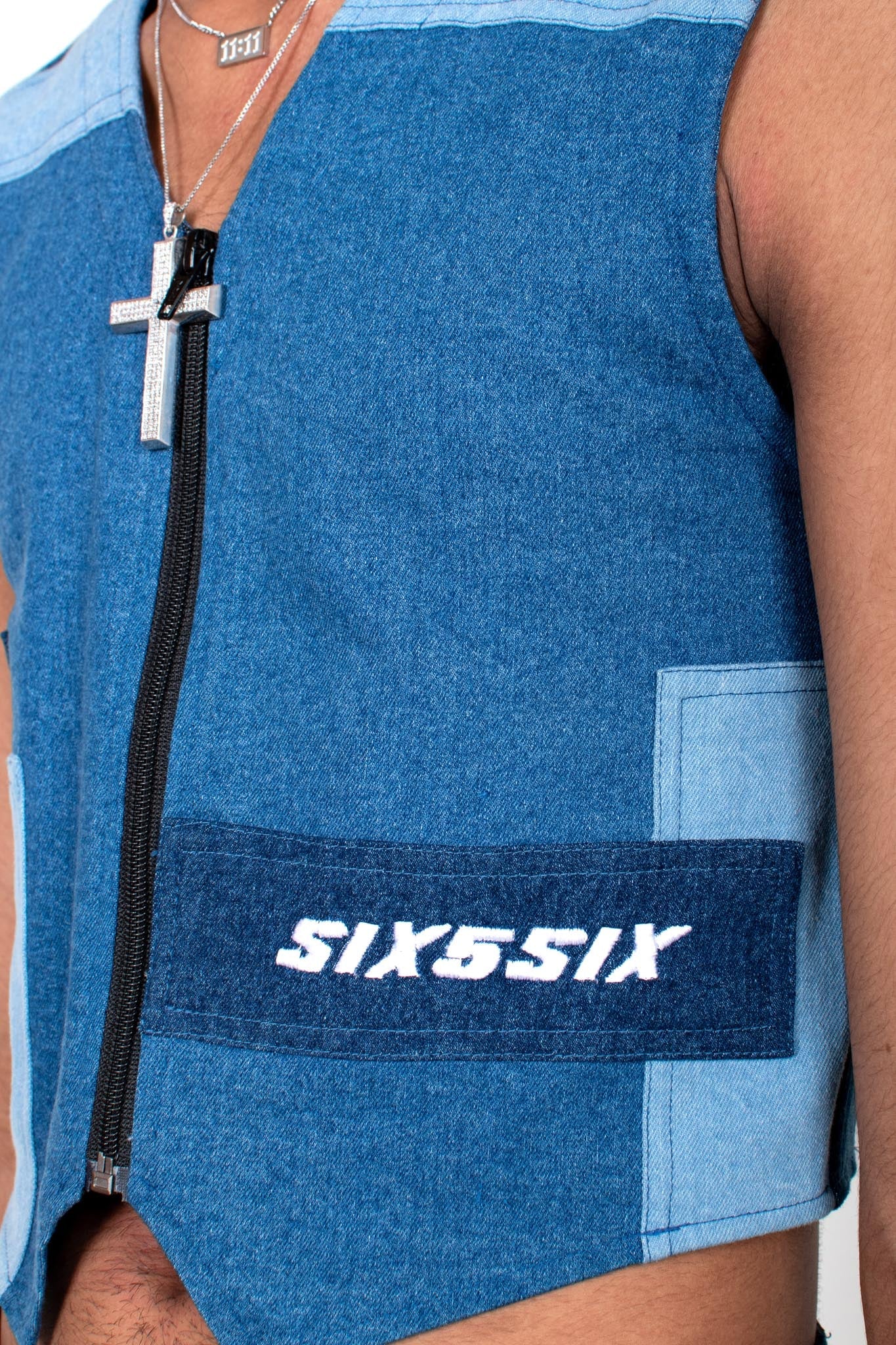 Patchwork Denim Vest