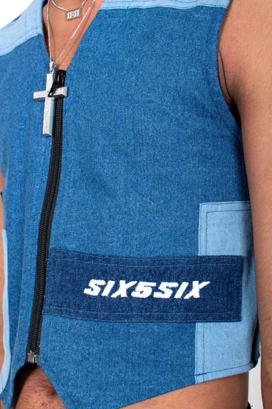 Patchwork Denim Vest