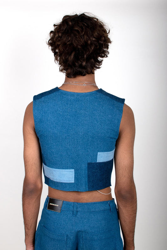 Patchwork Denim Vest