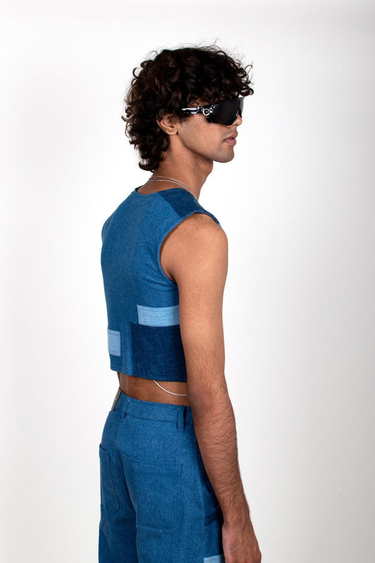 Patchwork Denim Vest