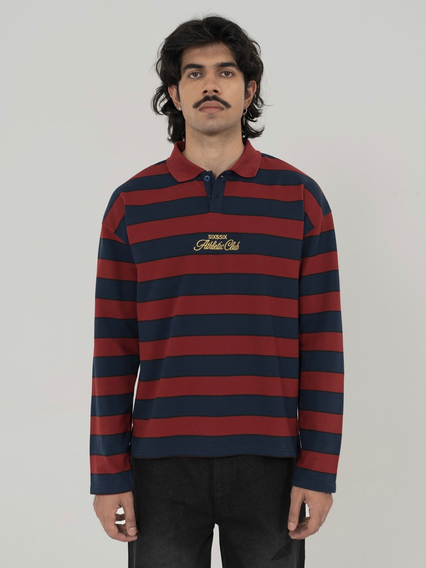 CLASSIC STRIPED POLO IN RED/NAVY