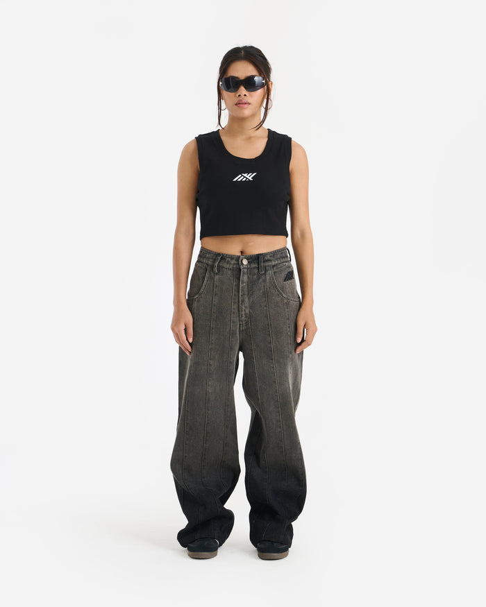 Sprint Crop Tank Top - Black