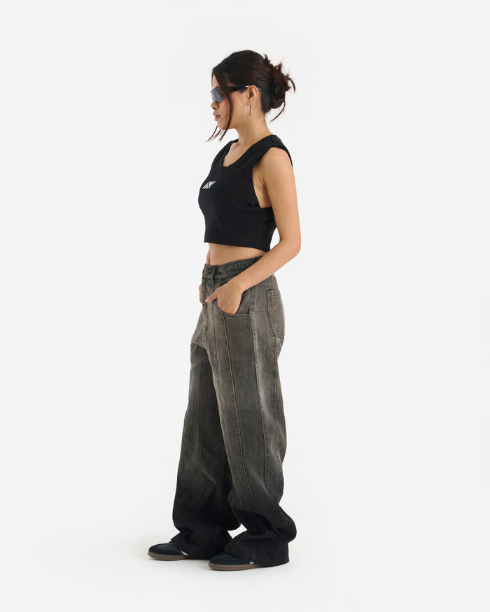 Sprint Crop Tank Top - Black