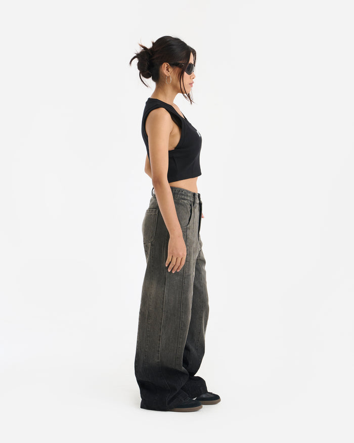 Sprint Crop Tank Top - Black