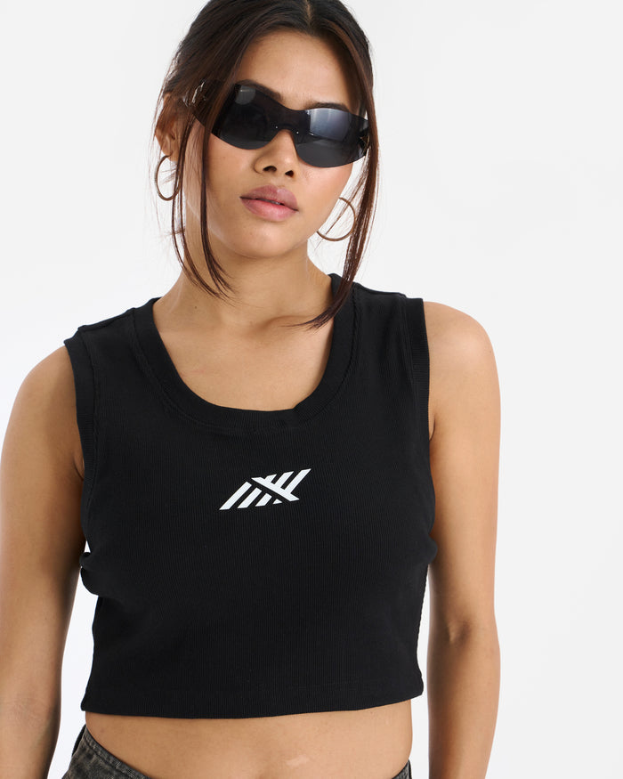 Sprint Crop Tank Top - Black