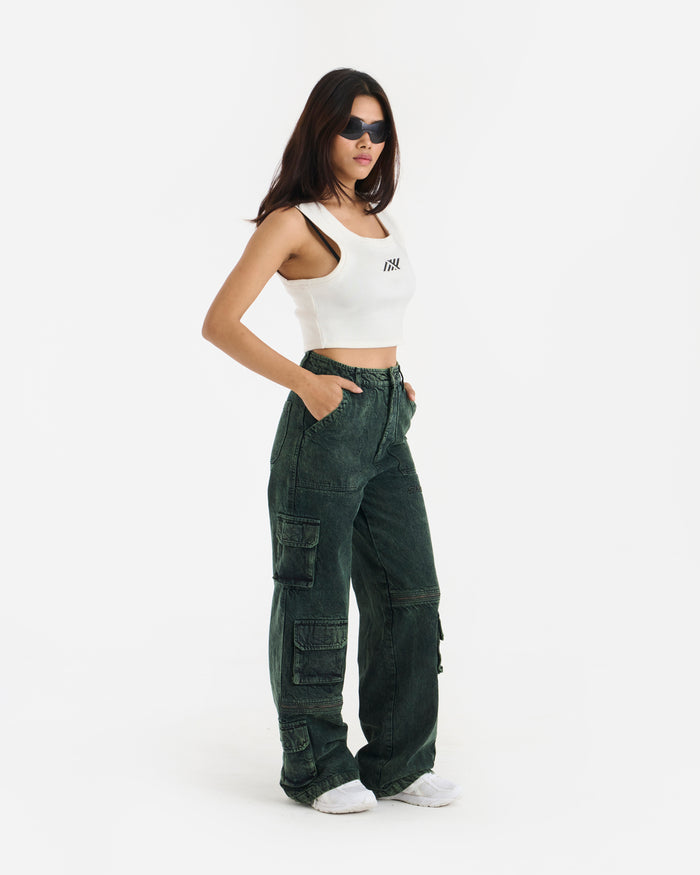 Sprint Crop Tank Top - White