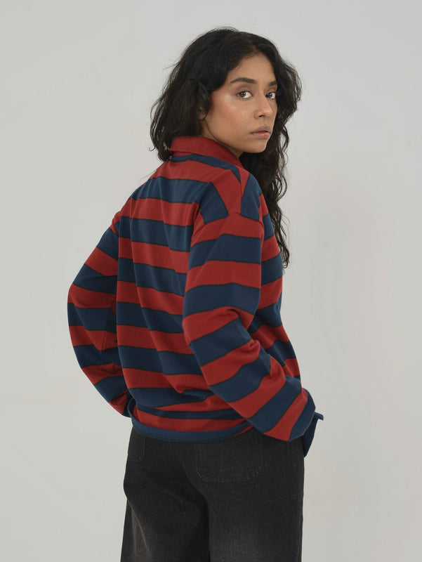 CLASSIC STRIPED POLO IN RED/NAVY
