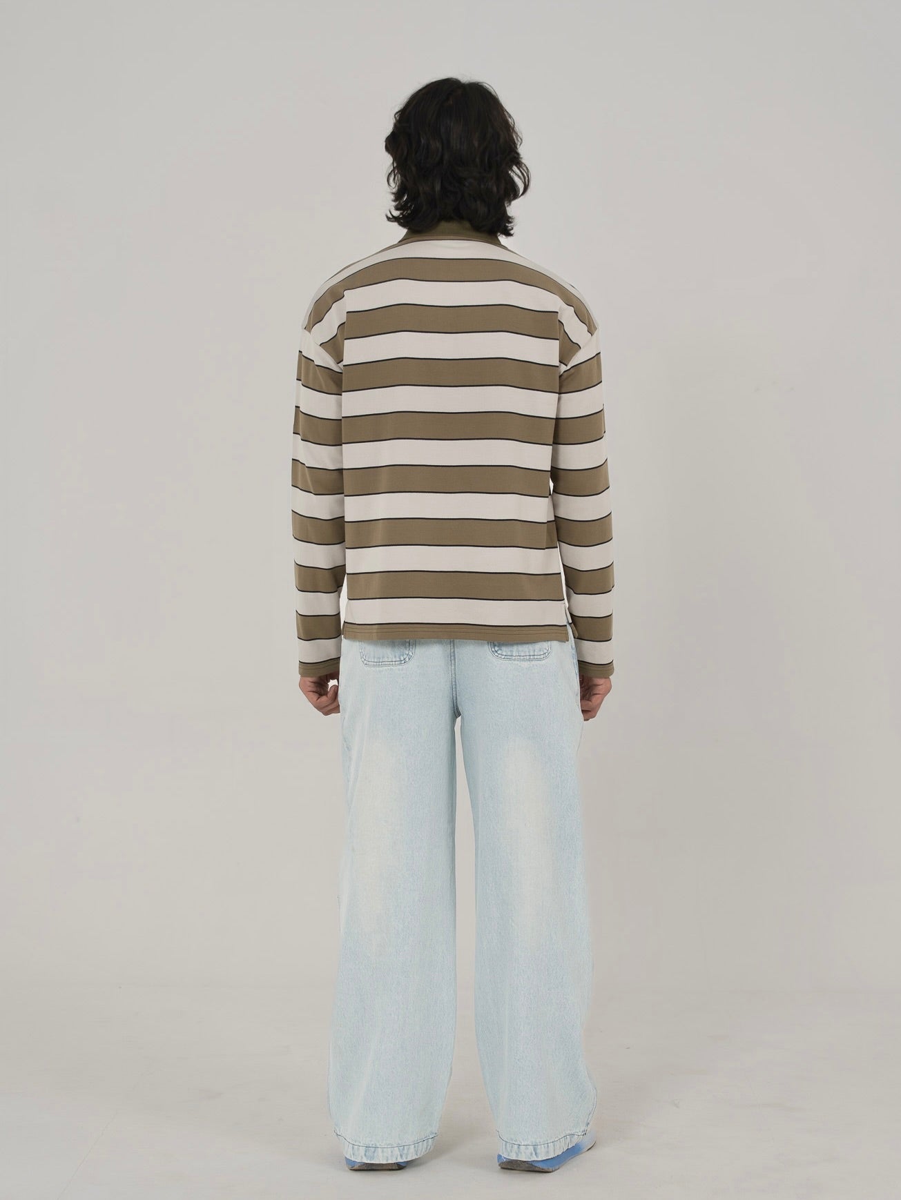 CLASSIC STRIPED POLO IN GREEN/GREY