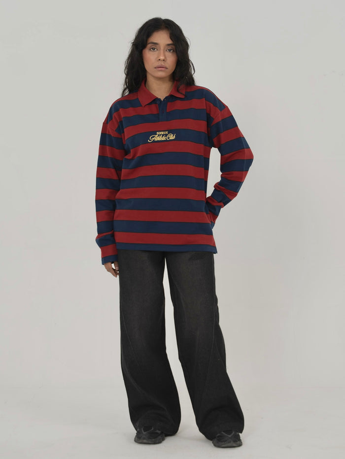 CLASSIC STRIPED POLO IN RED/NAVY