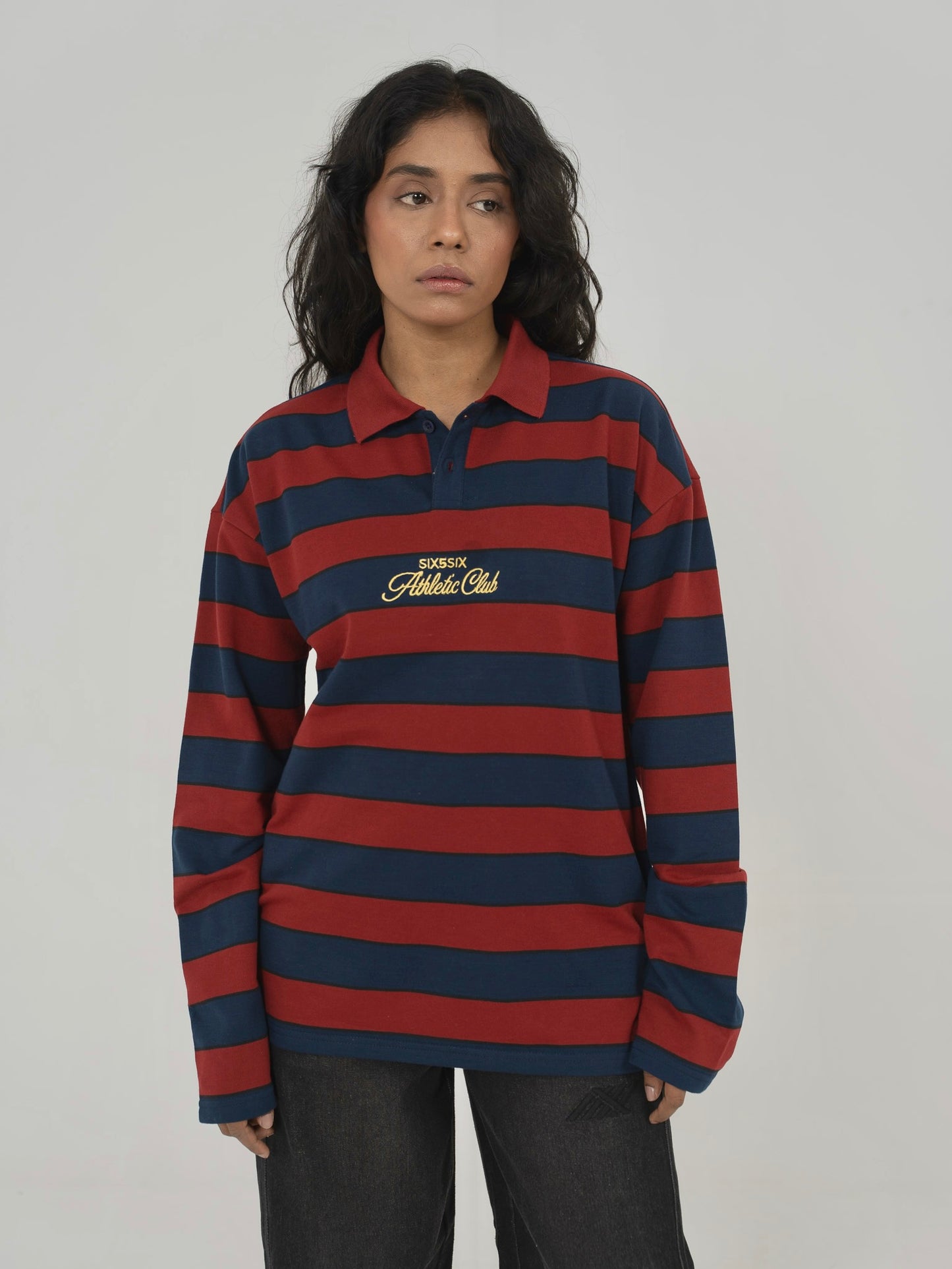CLASSIC STRIPED POLO IN RED/NAVY