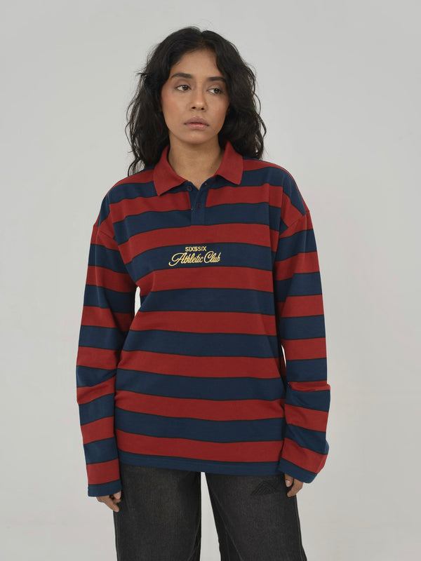 CLASSIC STRIPED POLO IN RED/NAVY