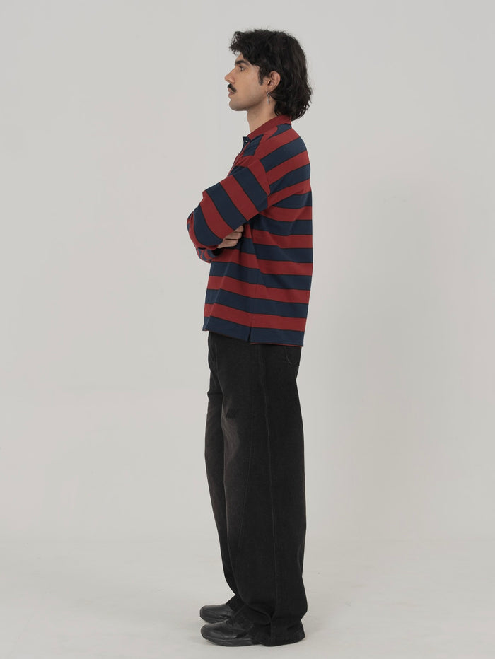 CLASSIC STRIPED POLO IN RED/NAVY