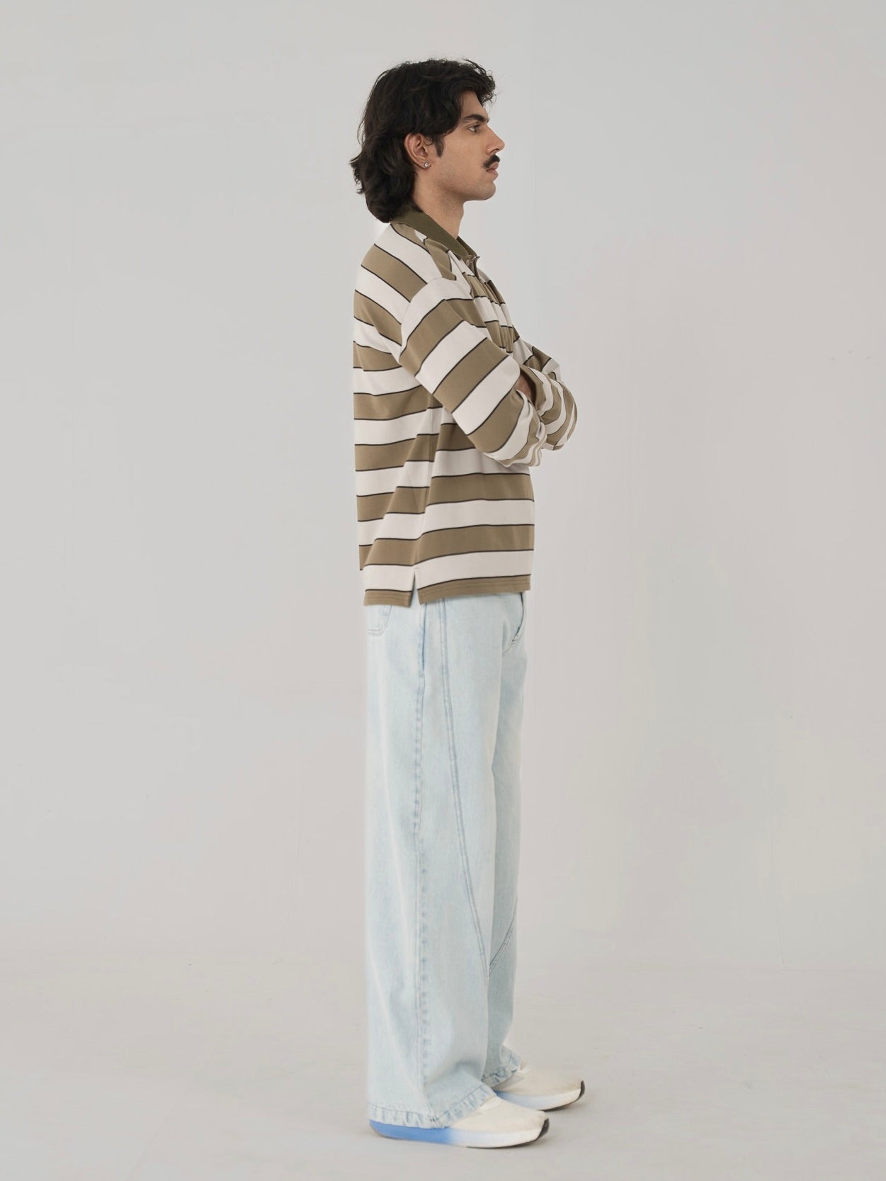 CLASSIC STRIPED POLO IN GREEN/GREY