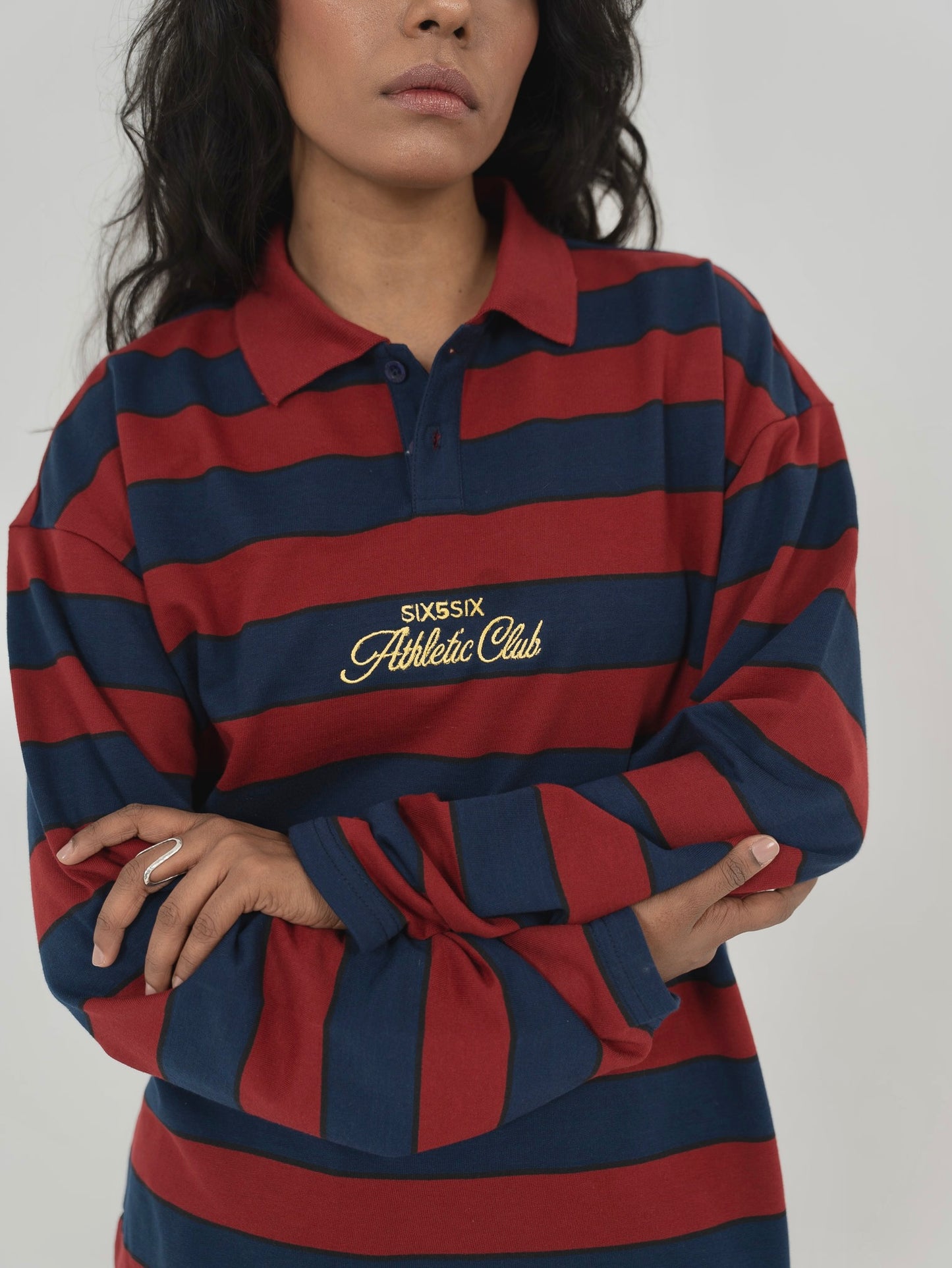 CLASSIC STRIPED POLO IN RED/NAVY