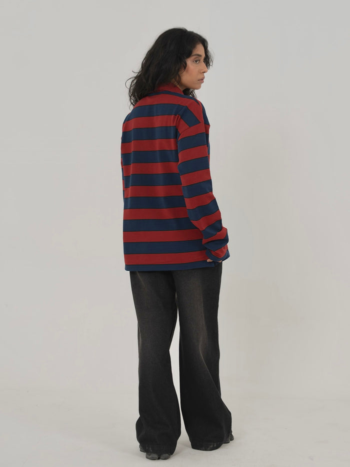 CLASSIC STRIPED POLO IN RED/NAVY