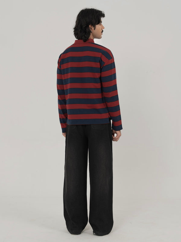 CLASSIC STRIPED POLO IN RED/NAVY