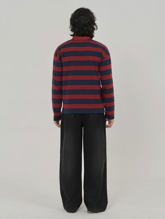 CLASSIC STRIPED POLO IN RED/NAVY