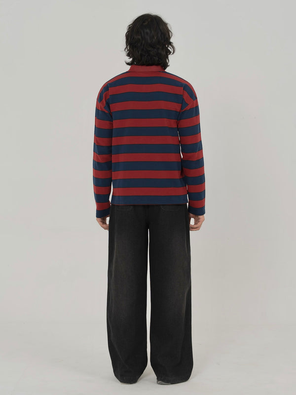 CLASSIC STRIPED POLO IN RED/NAVY