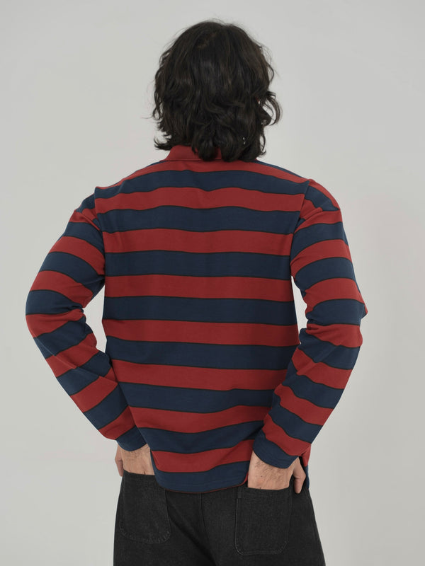 CLASSIC STRIPED POLO IN RED/NAVY