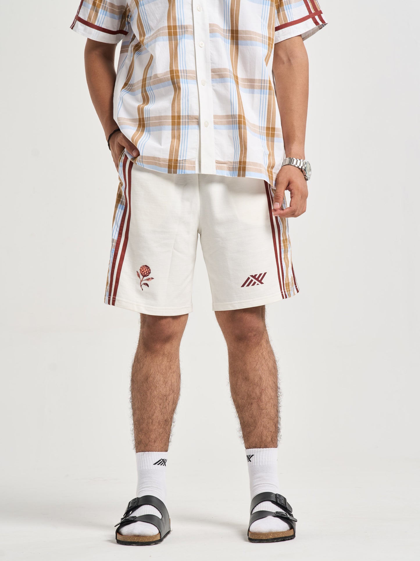 Ivory Plaid Coord Shorts