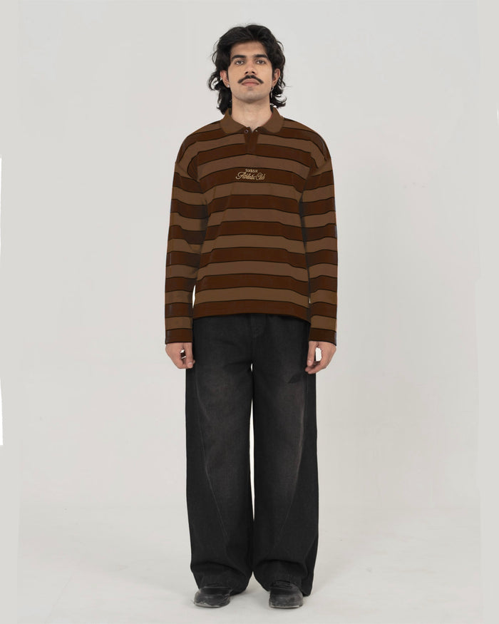 CLASSIC STRIPED POLO IN BROWN