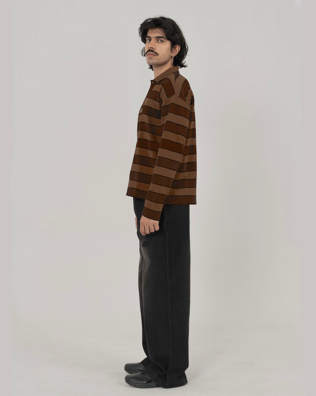 CLASSIC STRIPED POLO IN BROWN