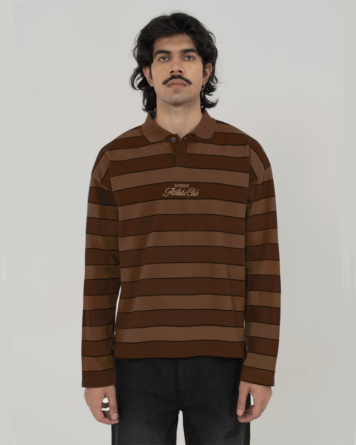 CLASSIC STRIPED POLO IN BROWN