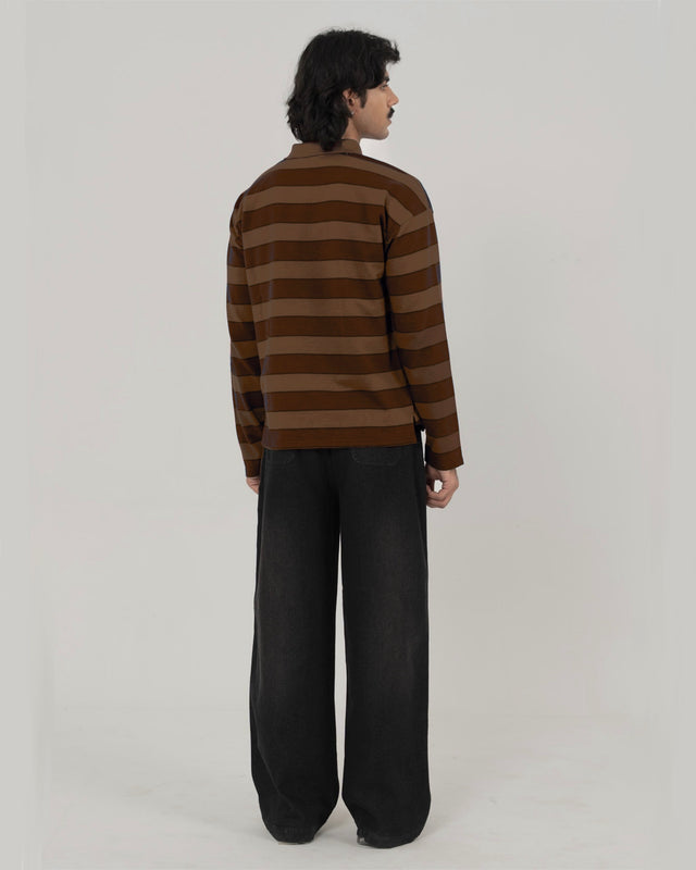 CLASSIC STRIPED POLO IN BROWN