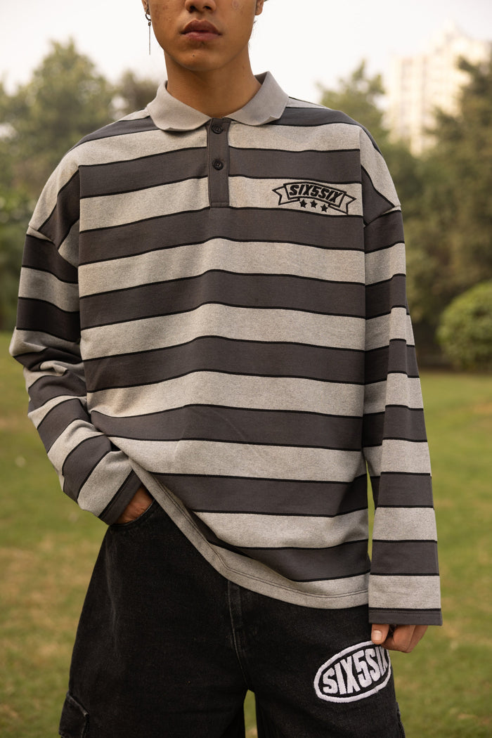 CLASSIC STRIPED POLO-GREY-UNISEX