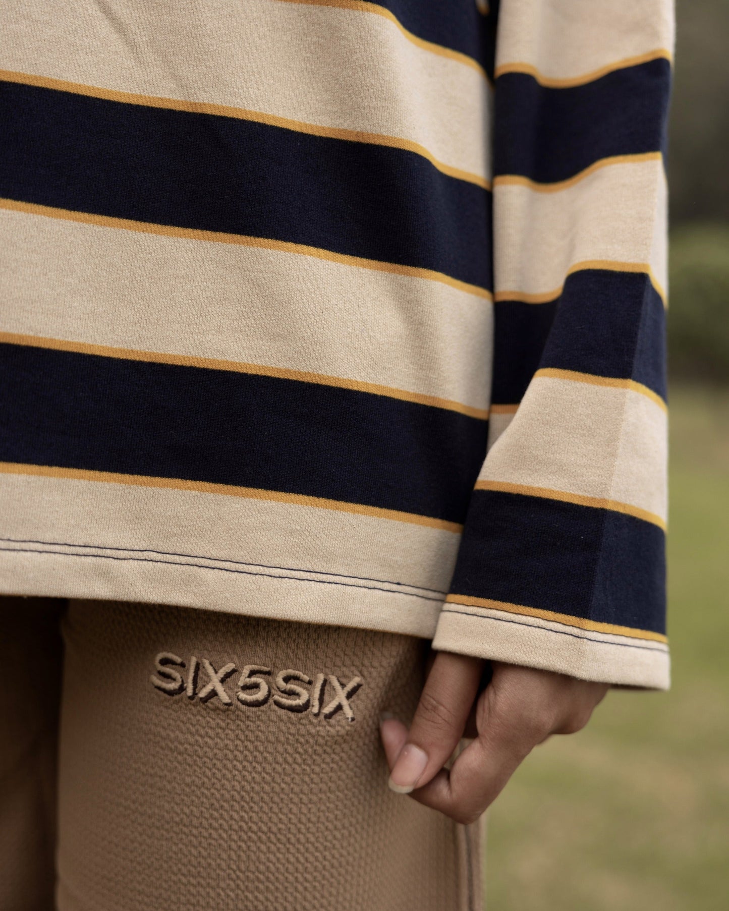 Classic Striped Polo - Navy/Beige