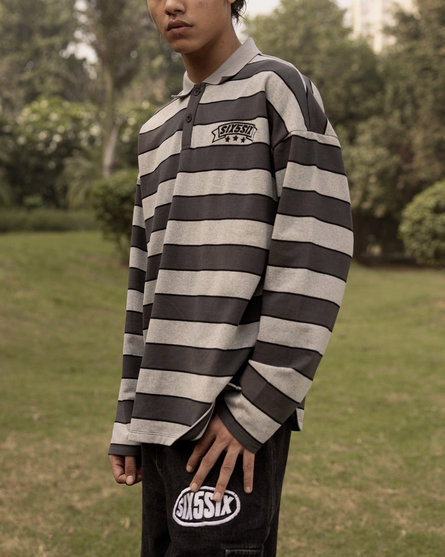 CLASSIC STRIPED POLO-GREY-UNISEX
