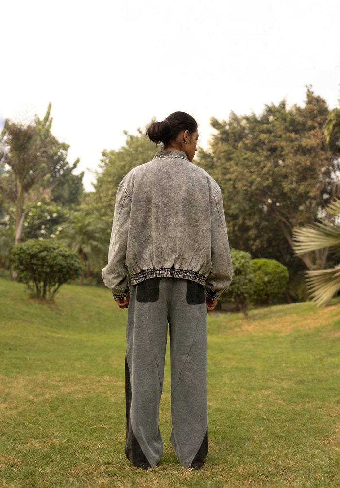DENIM BOMBER JACKET CONCRETE - UNISEX