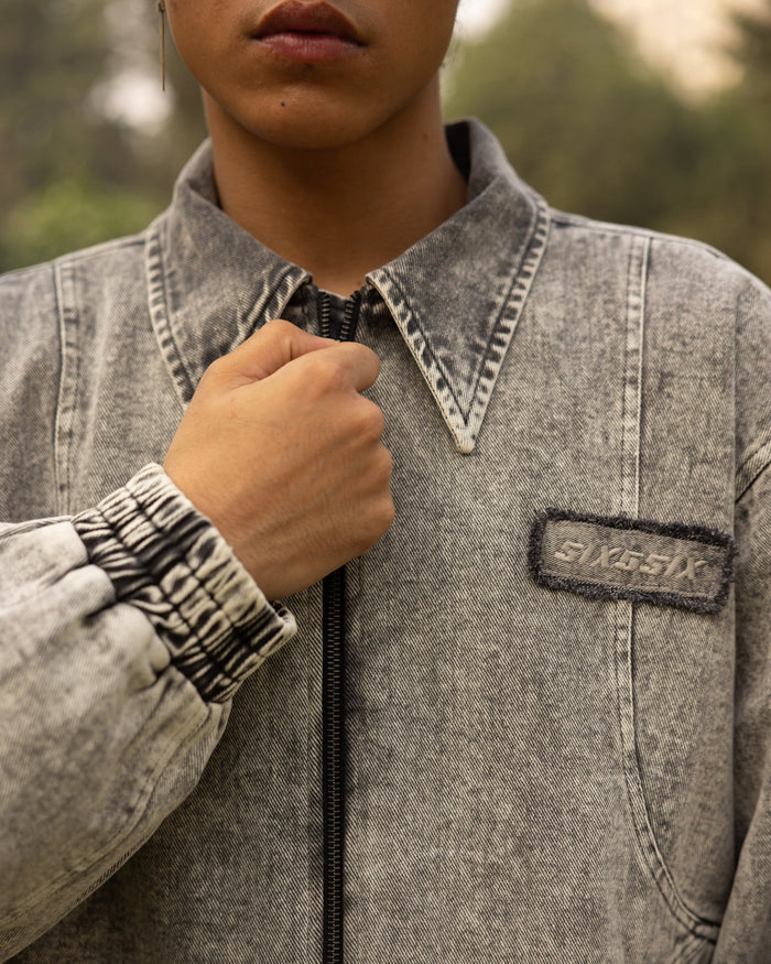 DENIM BOMBER JACKET CONCRETE - UNISEX