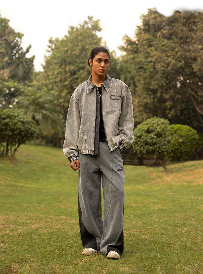 DENIM BOMBER JACKET CONCRETE - UNISEX